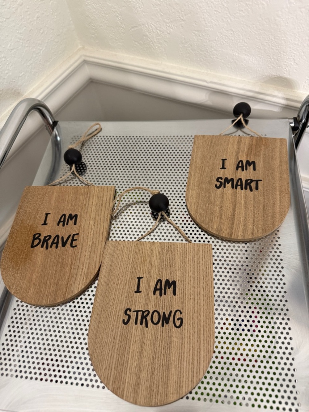 Hobby Lobby Wooden 'I Am' Inspirational Hanging Plaques - Brown & Black